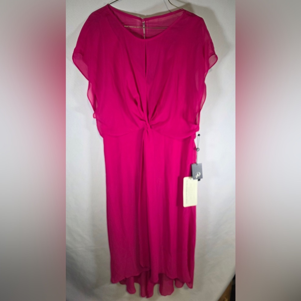 Adrianna Papell Women’s Pink Chiffon Hilo Midi Size 12 New With Tags
